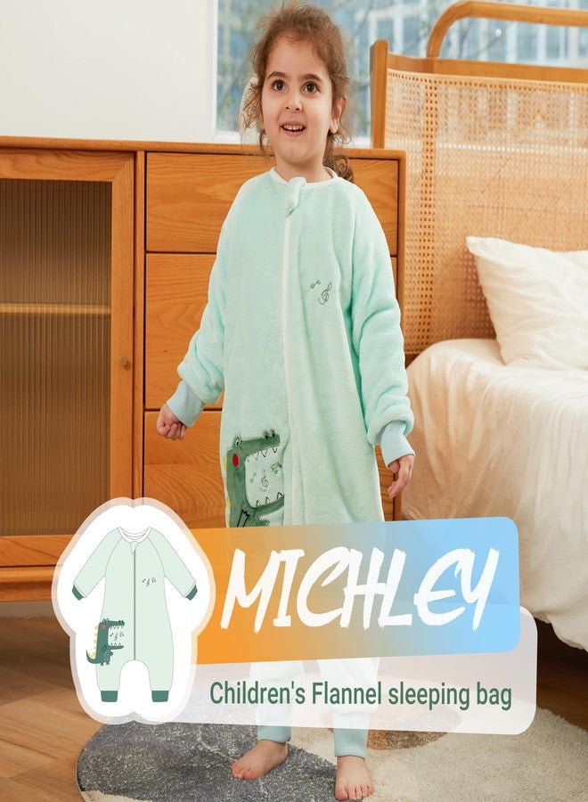 MICHLEY Flannel Baby Sleeping Bag Unisex Pajamas, Long Sleeve Zipper Wearable Sleeping Sack for Autumn Winter Boys Girls,Crocodile,2-3T, Size 100 - Image 2